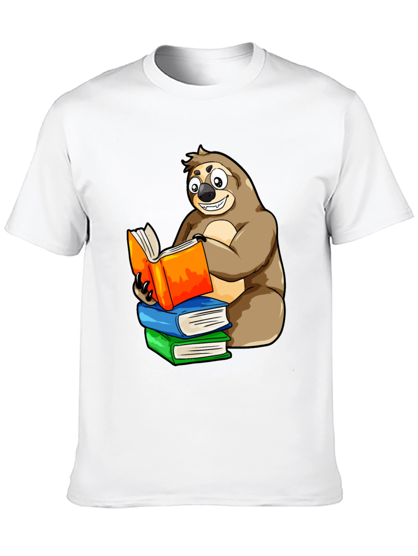 Sloth Reading Books T-Shirt - Unique Cartoon Design