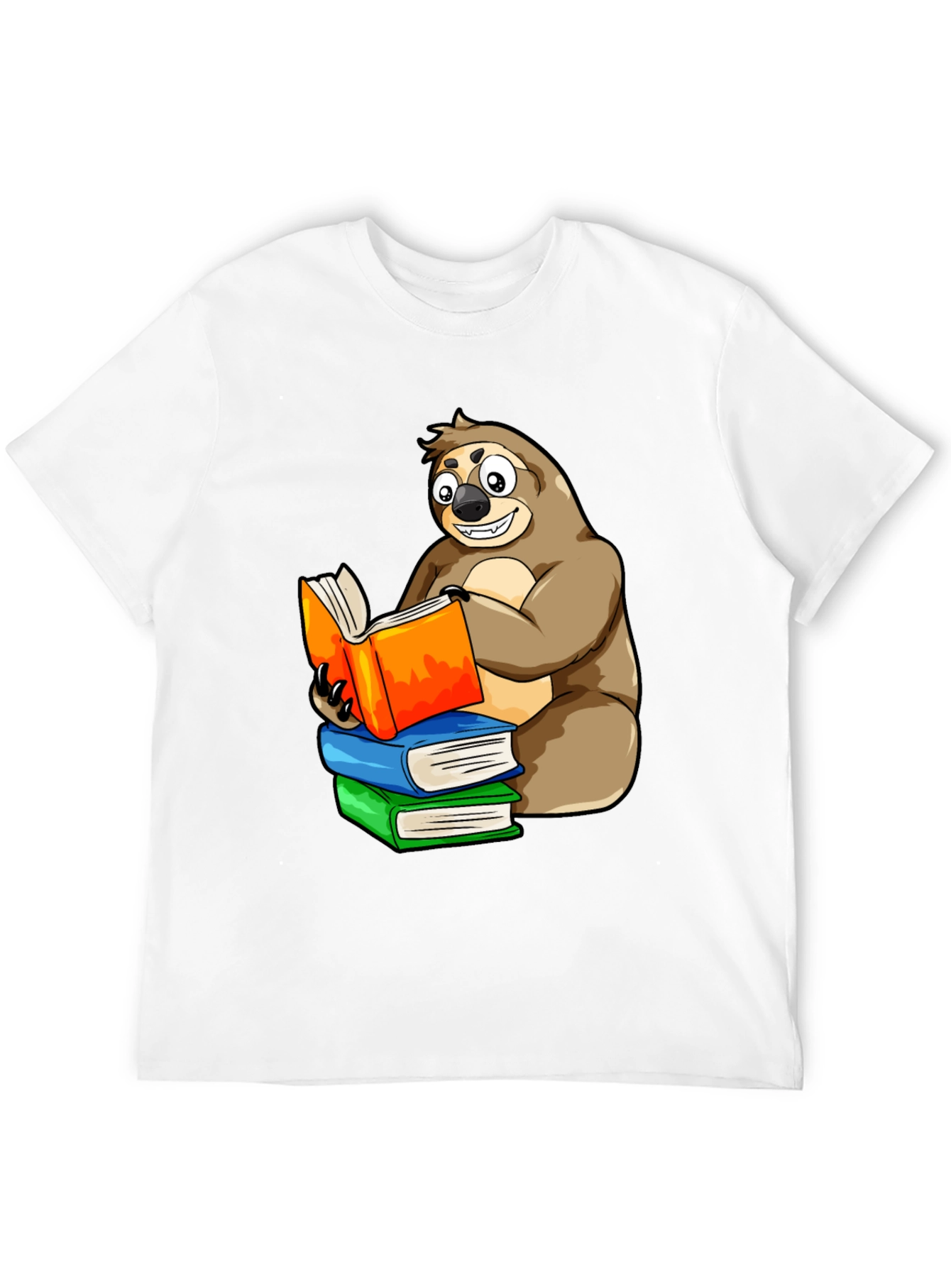 Sloth Reading Books T-Shirt - Unique Cartoon Design