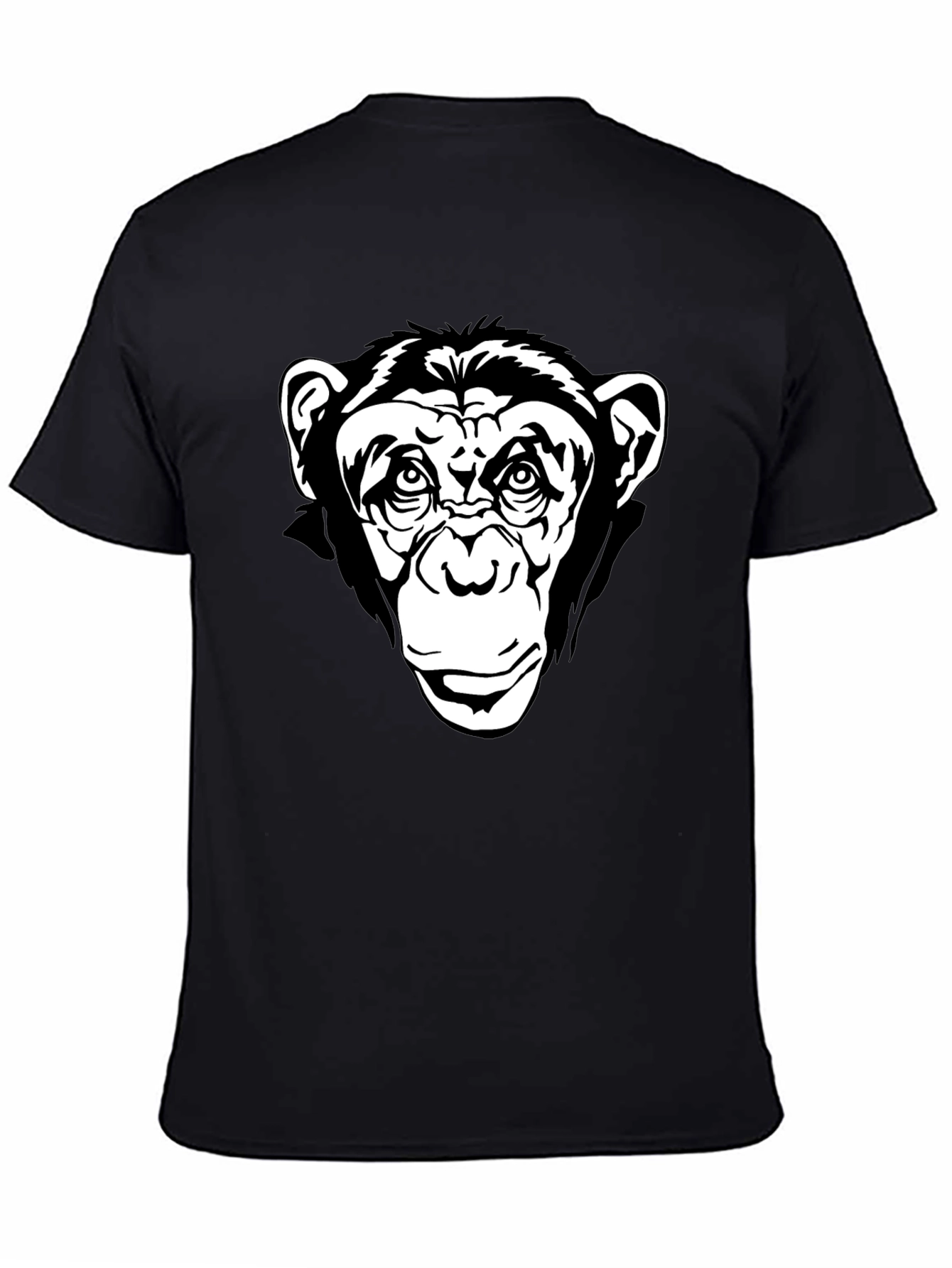 Black T-Shirt with Chimpanzee Graphic