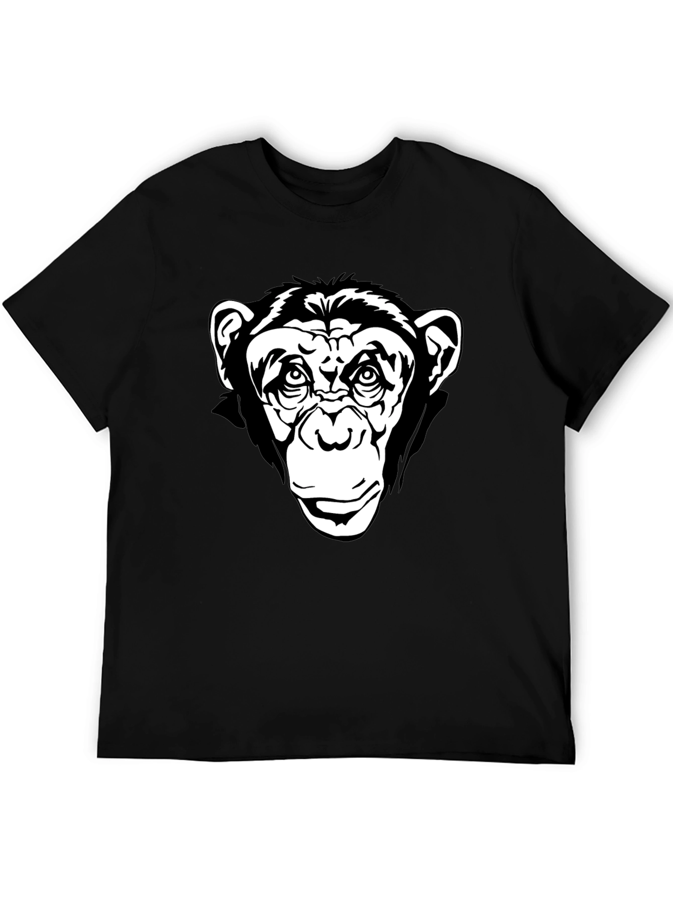 Black T-Shirt with Chimpanzee Graphic