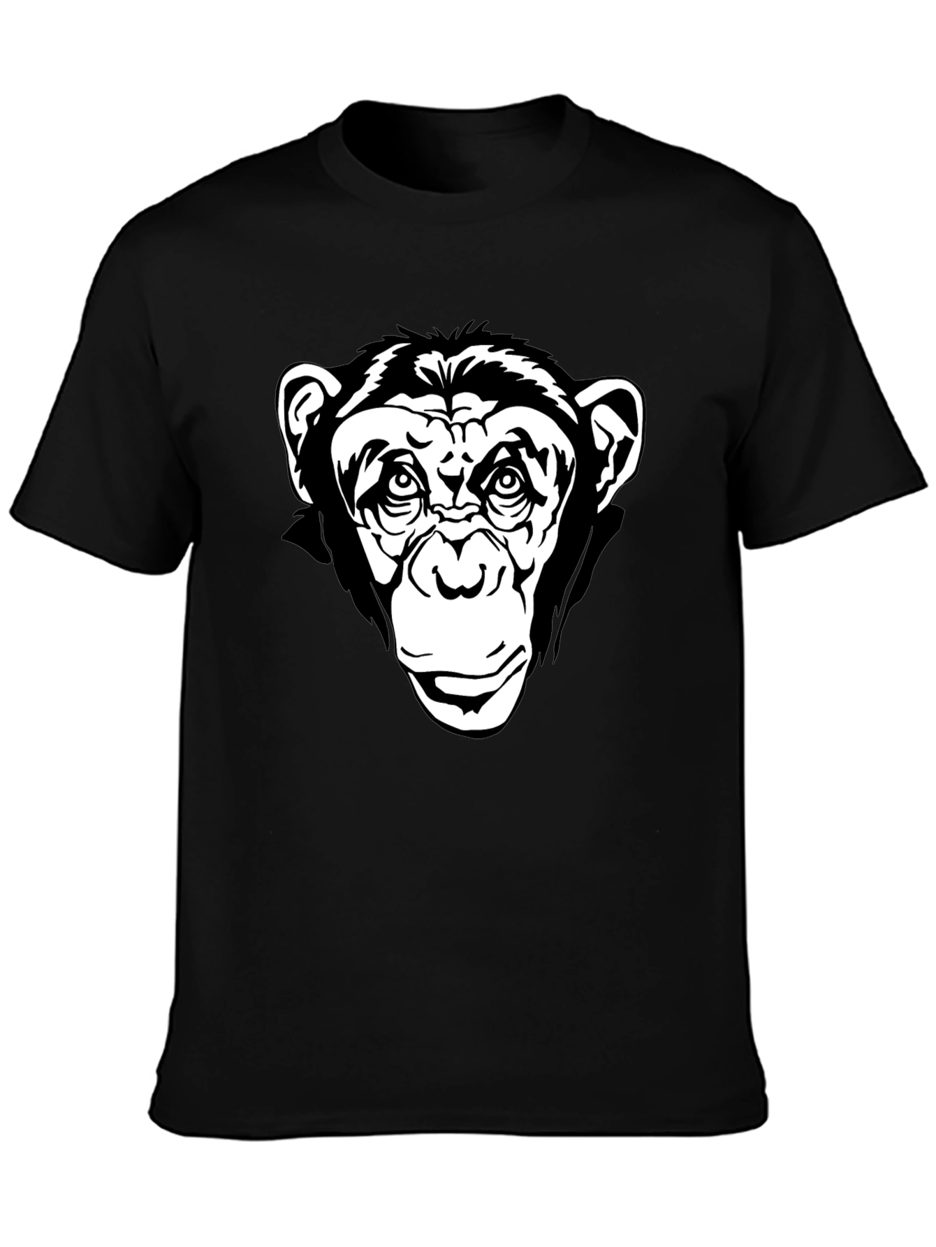 Black T-Shirt with Chimpanzee Graphic