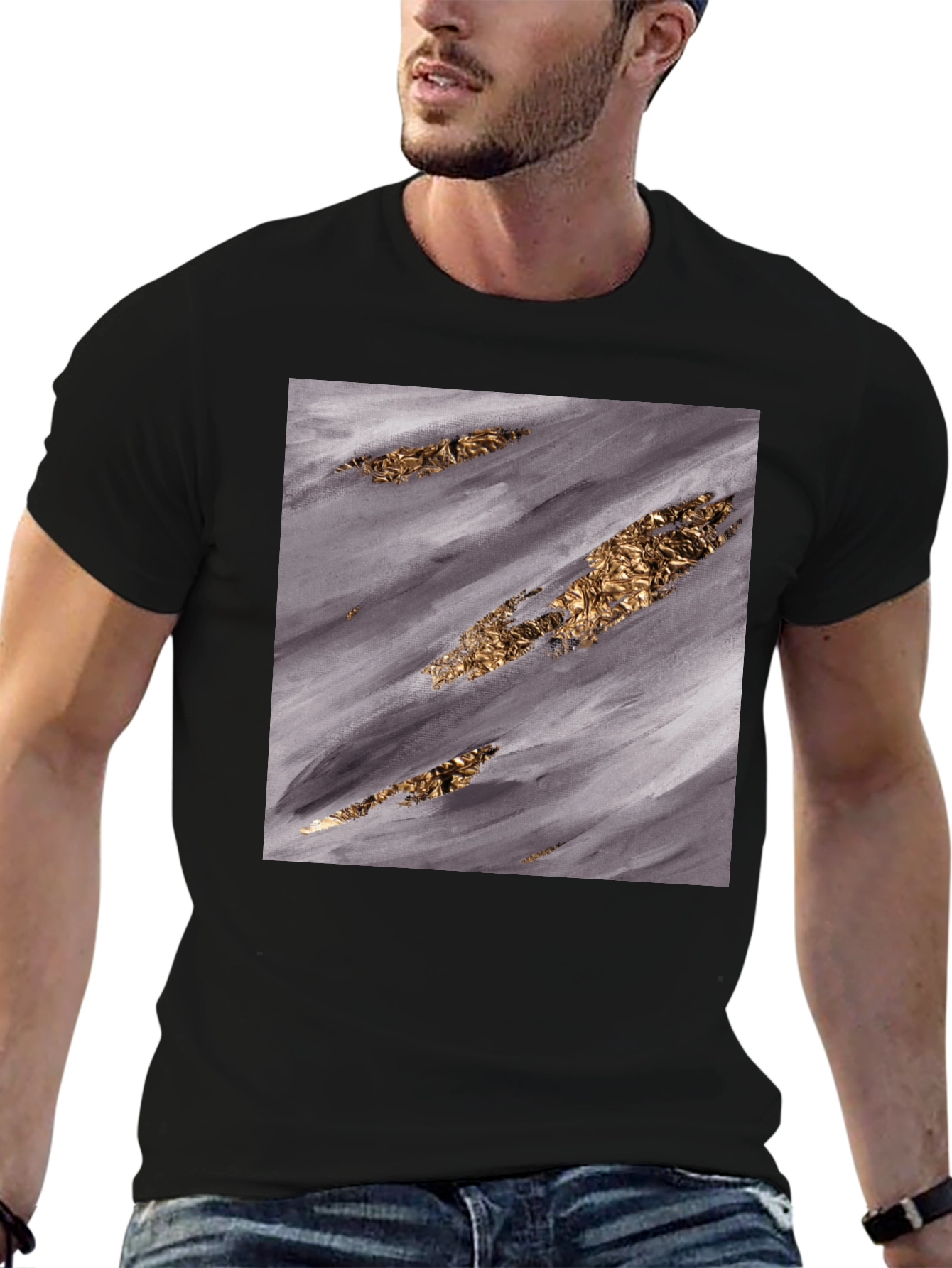 Abstract Gold & Grey T-Shirt