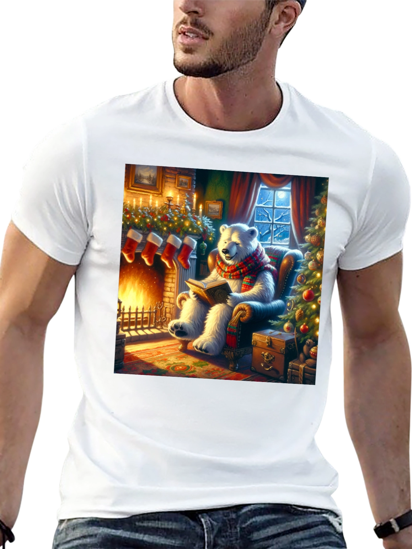 Festive Bear Reading T-Shirt
