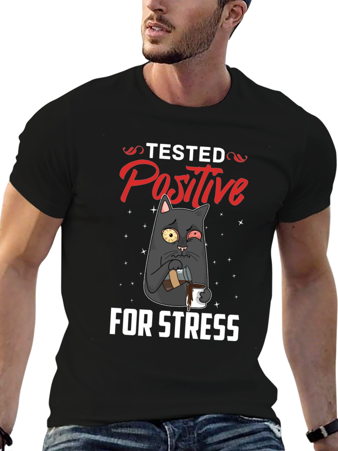 Stressed Cat T-Shirt - Tested Positive Design