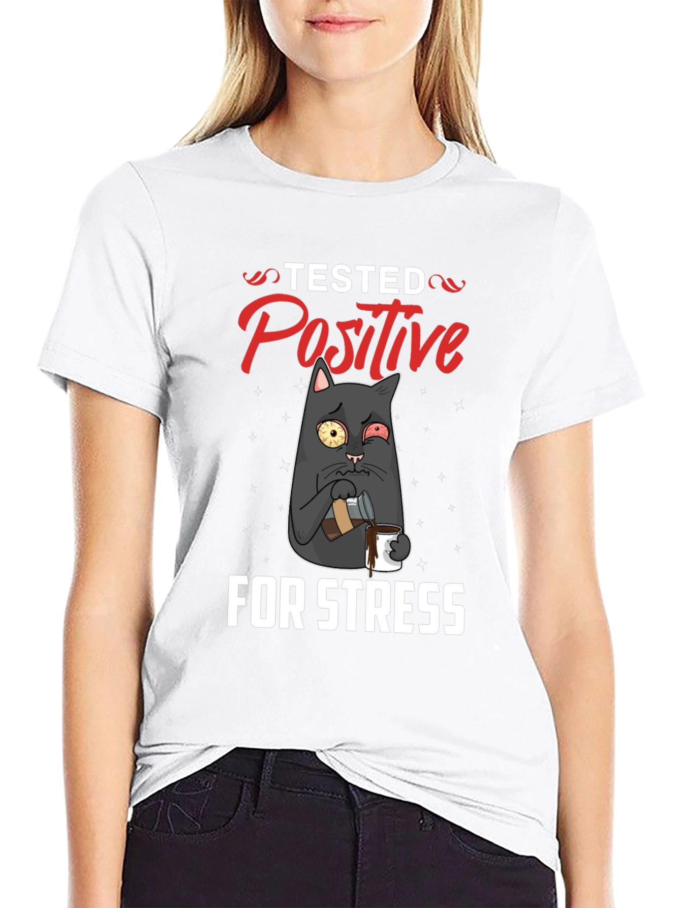 Stressed Cat T-Shirt - Tested Positive Design