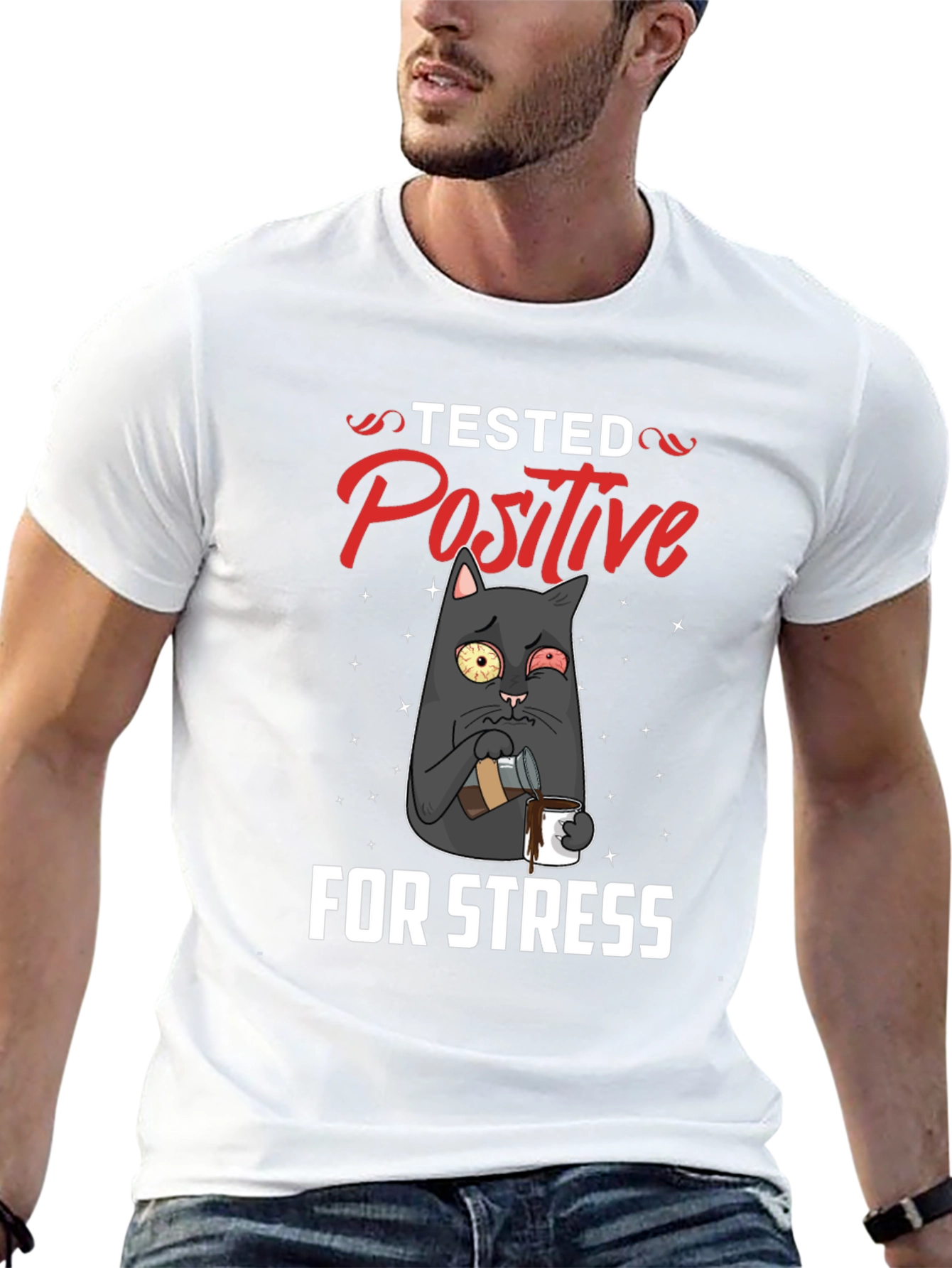 Stressed Cat T-Shirt - Tested Positive Design