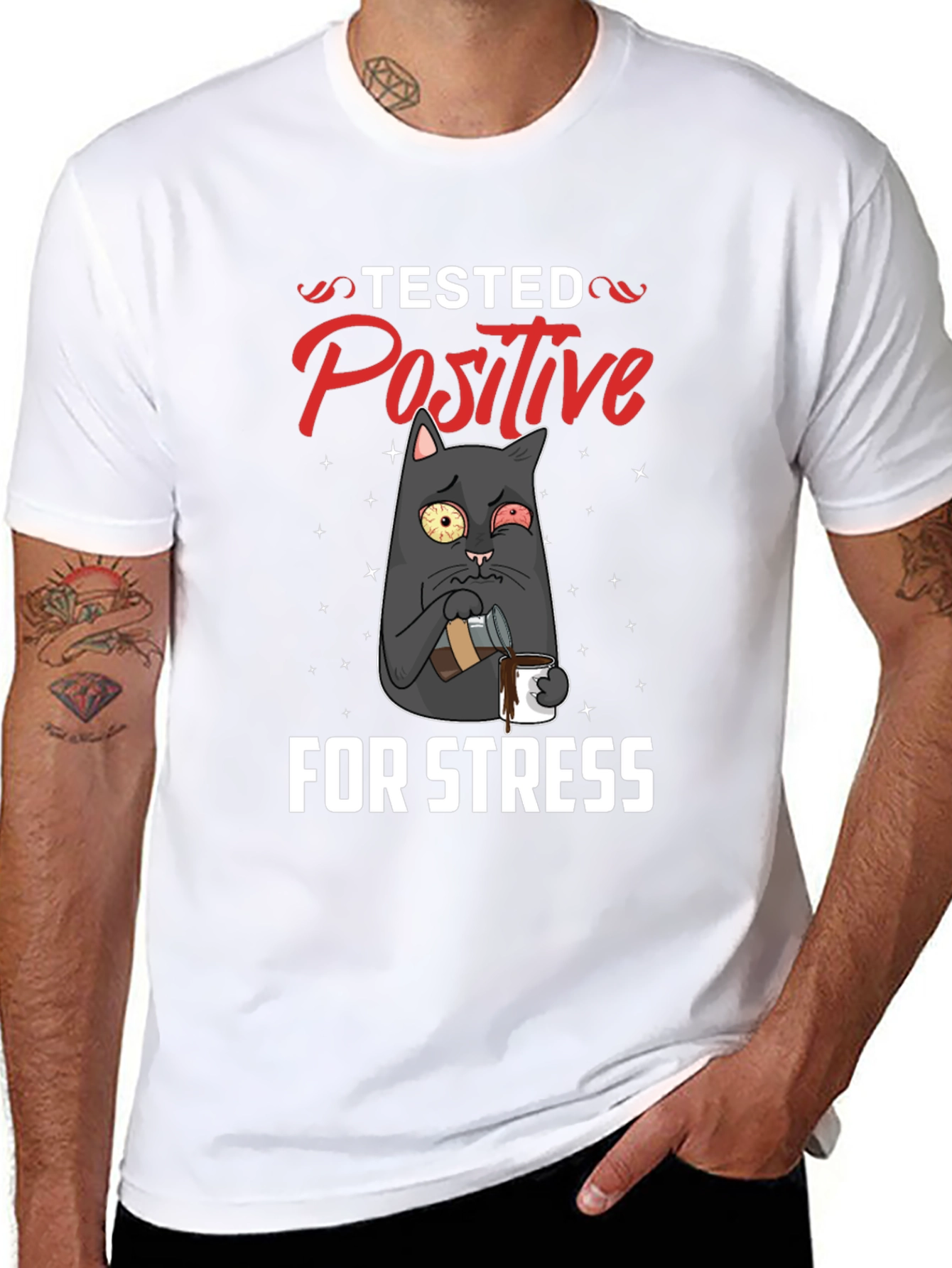 Stressed Cat T-Shirt - Tested Positive Design