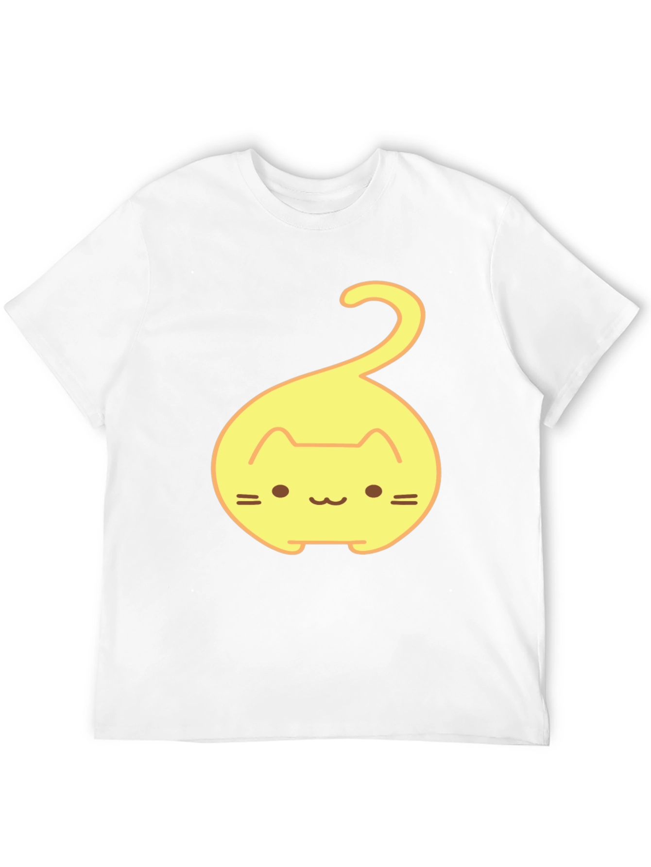 Cute Yellow Cat Tail Graphic T-Shirt - Black