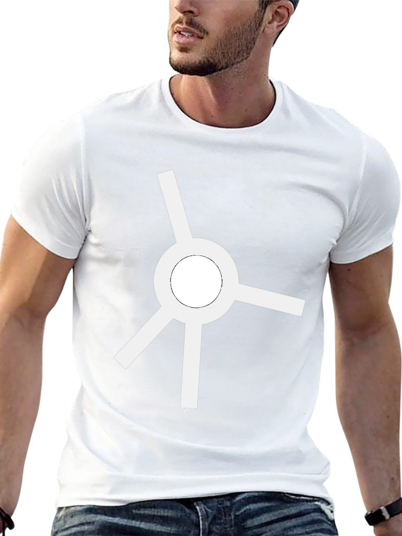 Minimalist White Roundabout Graphic Black T-Shirt