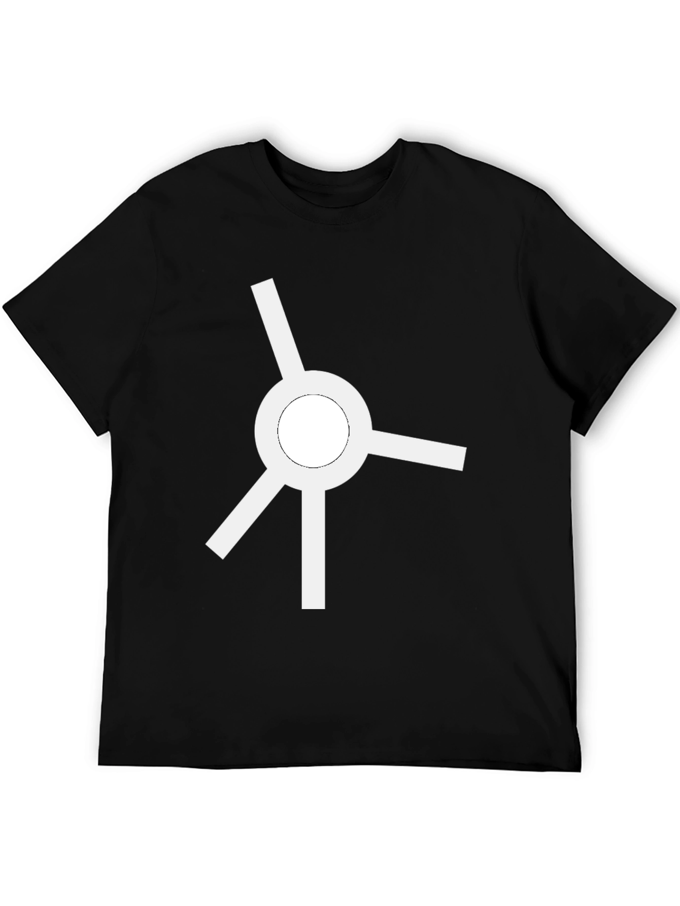 Minimalist White Roundabout Graphic Black T-Shirt