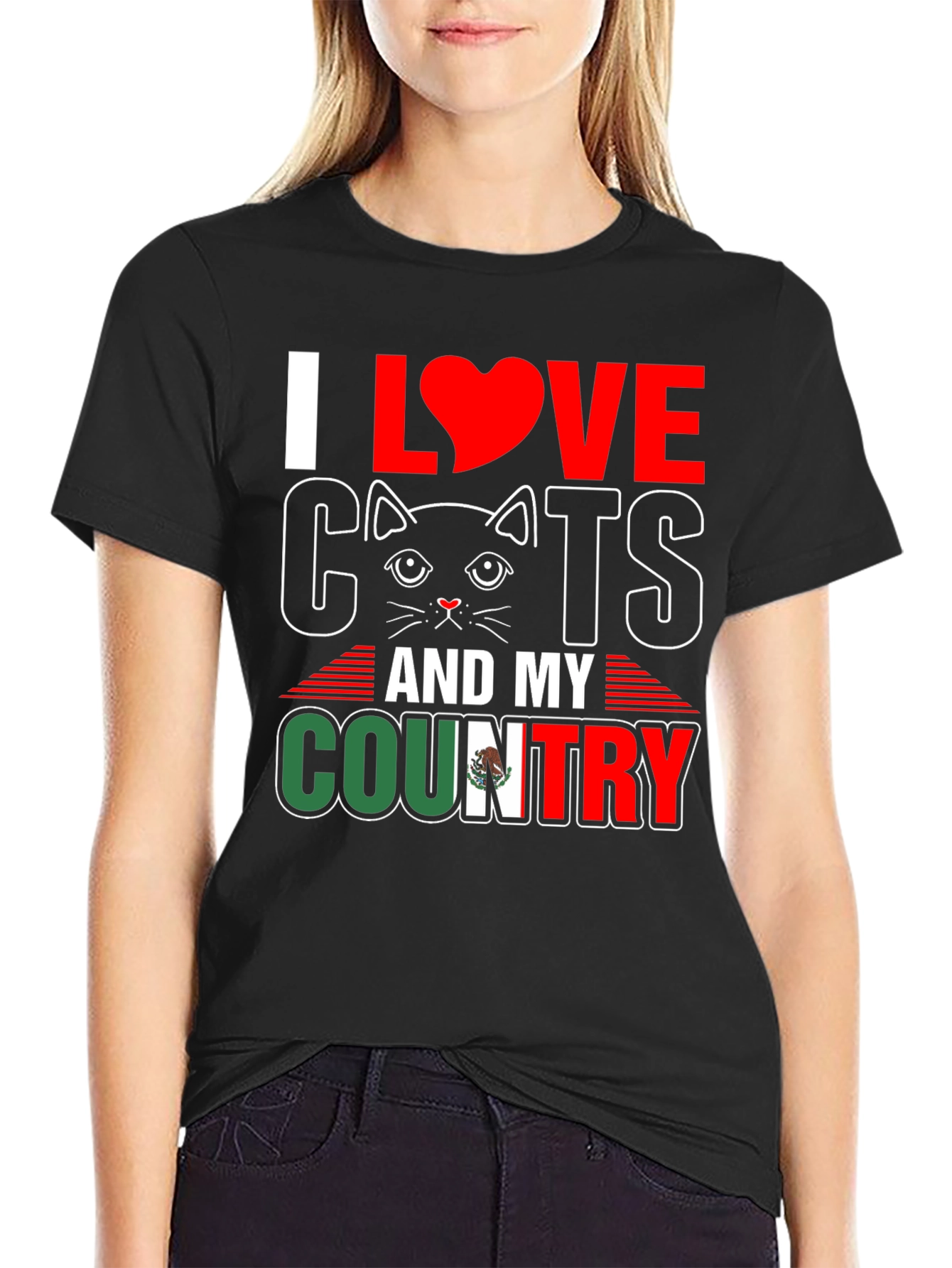 I Love Cats and My Country Graphic T-Shirt