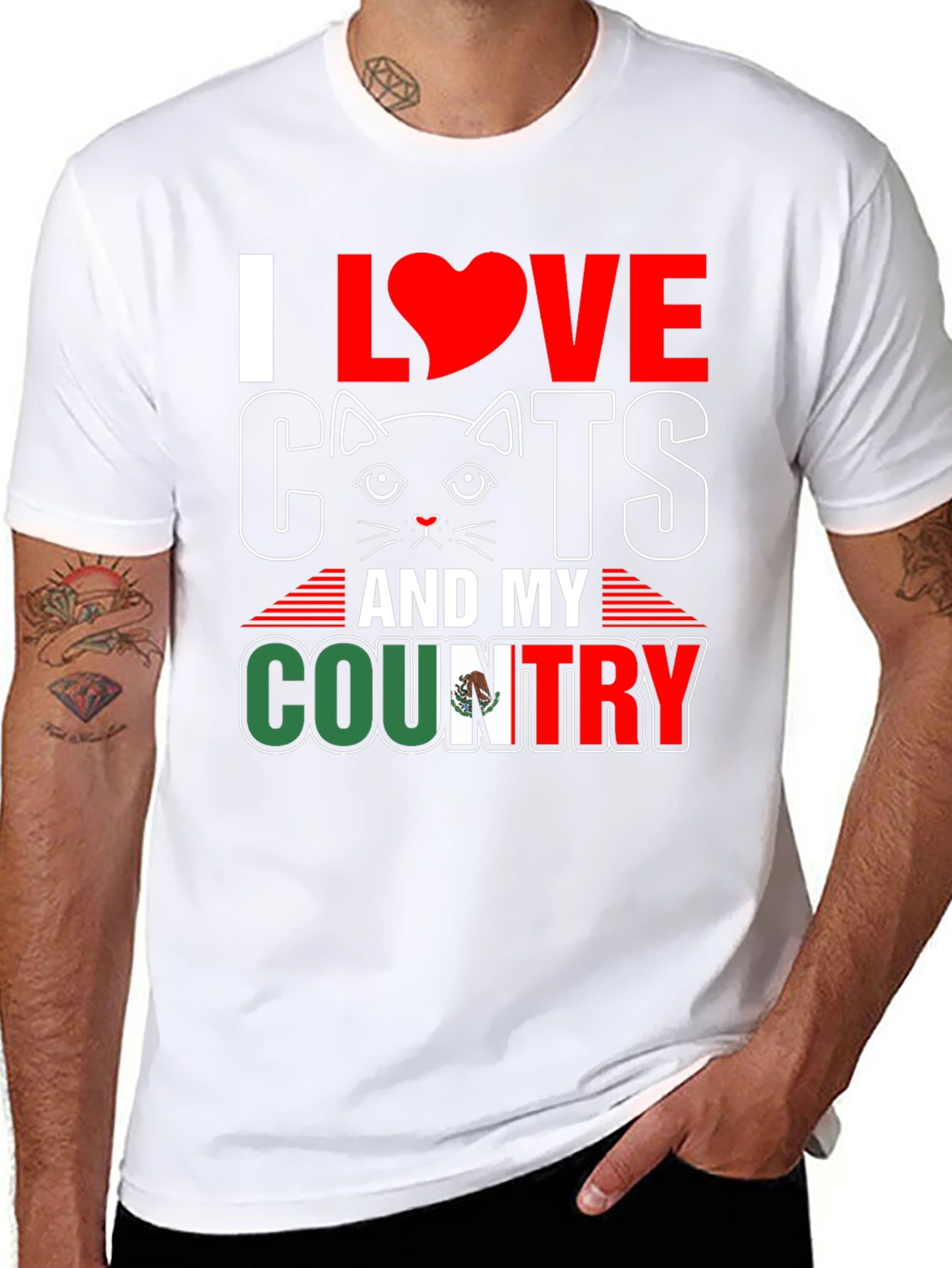 I Love Cats and My Country Graphic T-Shirt