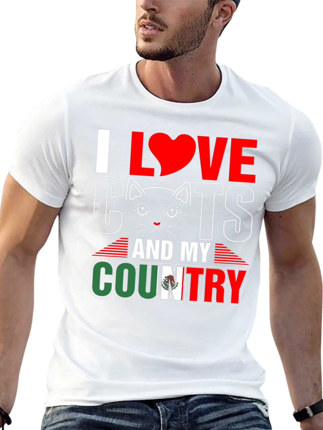 I Love Cats and My Country Graphic T-Shirt
