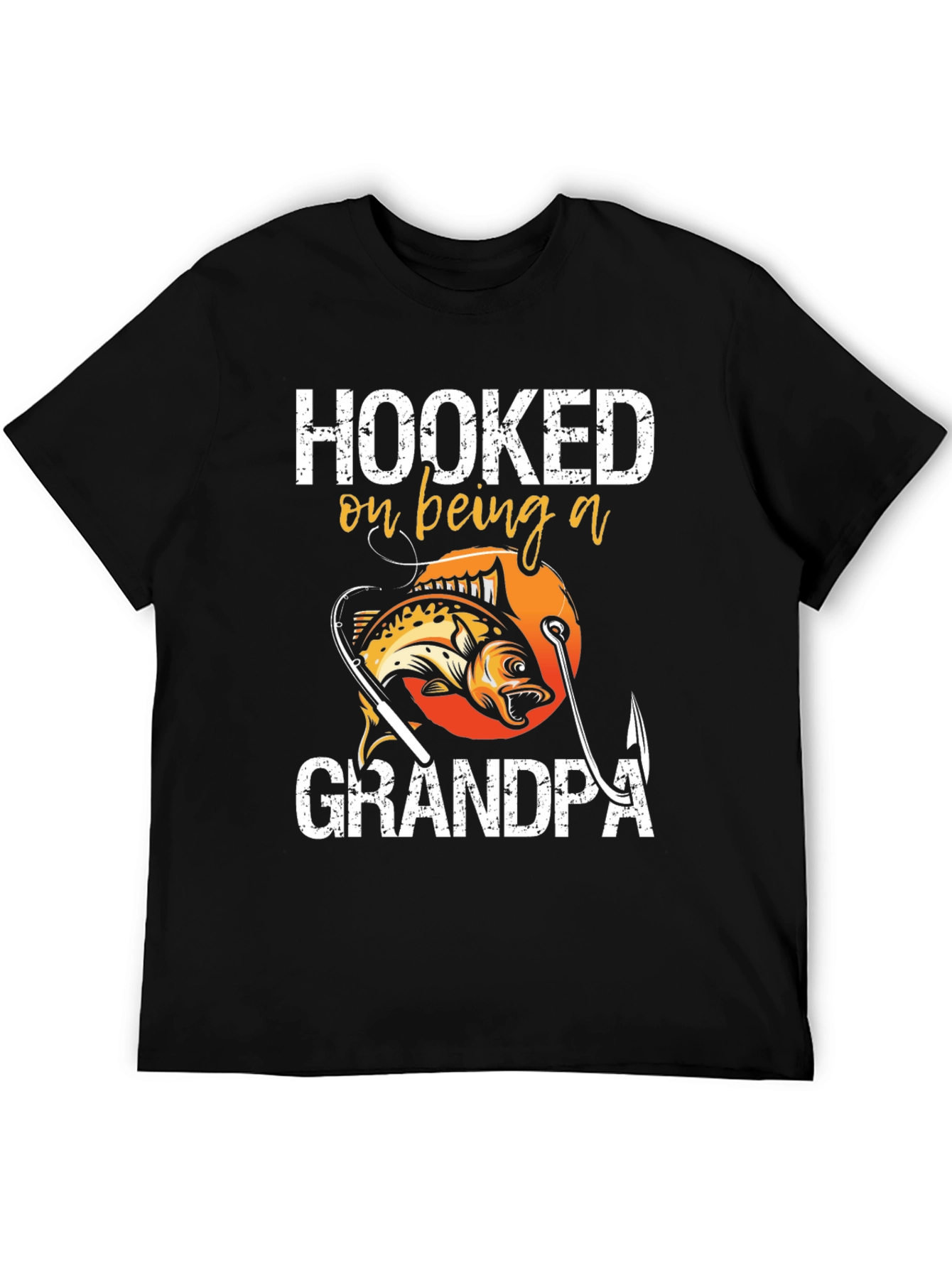 Hooked on Being a Grandpa T-Shirt Fishing Design