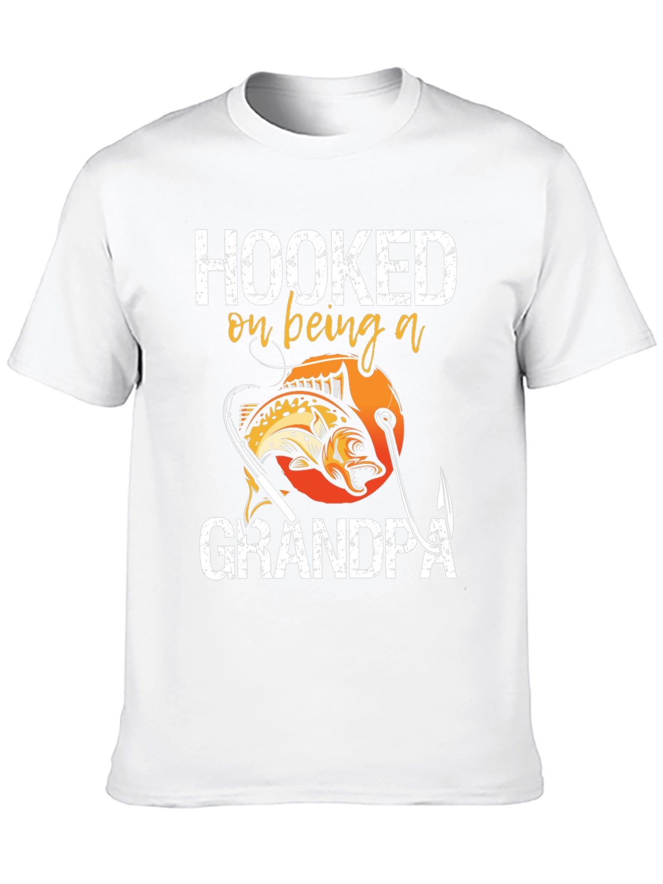 Hooked on Being a Grandpa T-Shirt Fishing Design