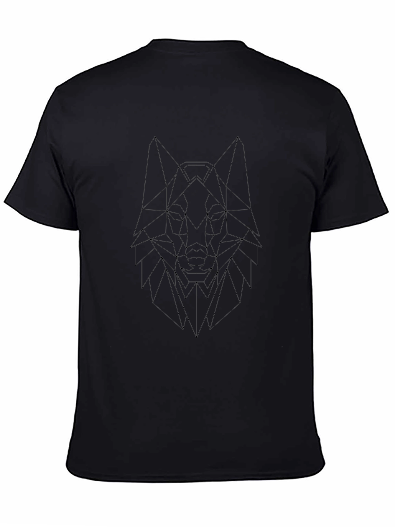 Geometric Wolf Head Graphic Tee - Modern Style