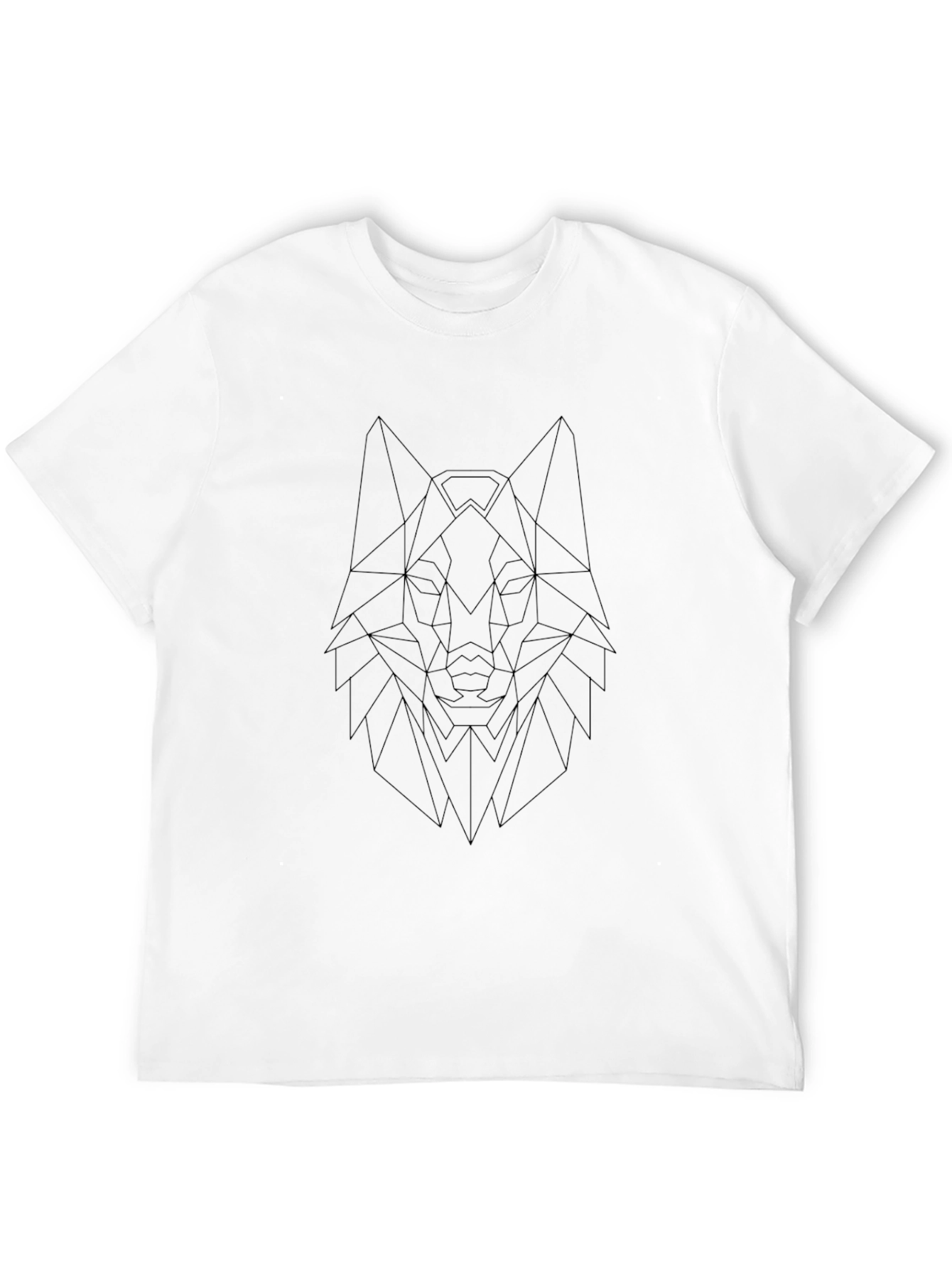 Geometric Wolf Head Graphic Tee - Modern Style