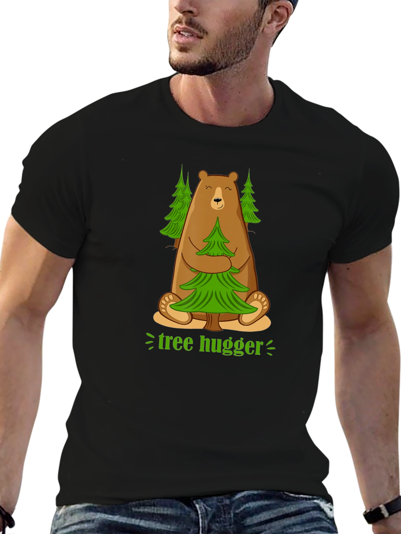 Tree Hugger Bear Graphic T-Shirt - Earth Friendly Tee
