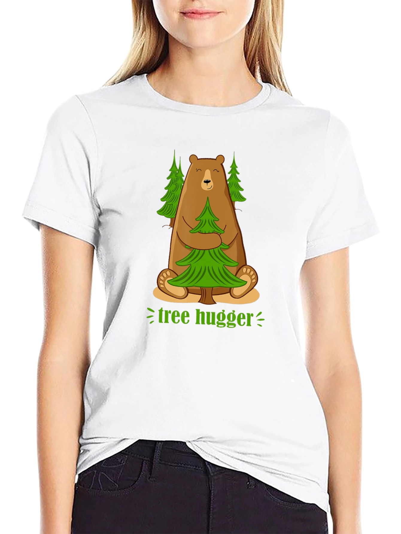 Tree Hugger Bear Graphic T-Shirt - Earth Friendly Tee