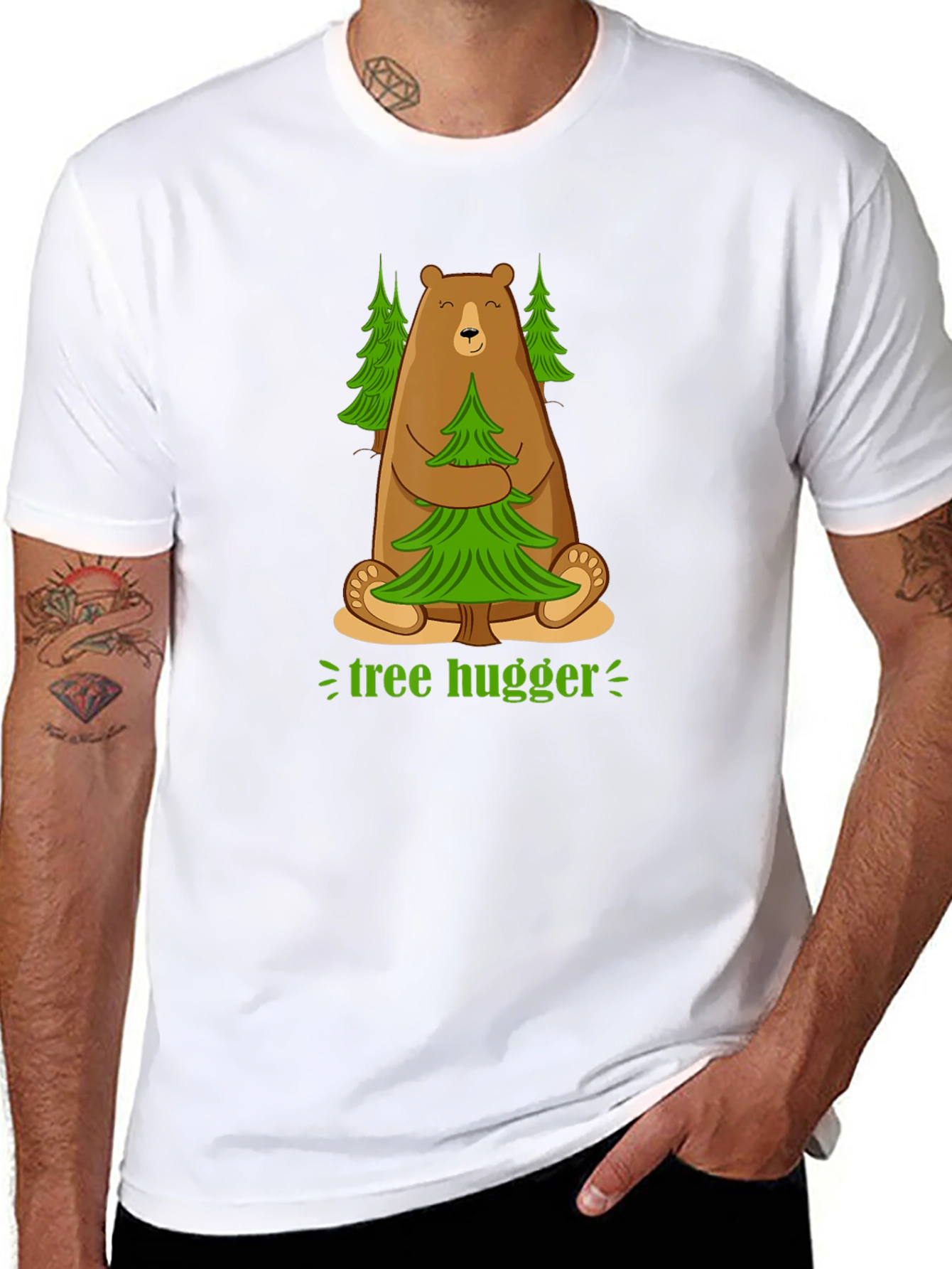Tree Hugger Bear Graphic T-Shirt - Earth Friendly Tee