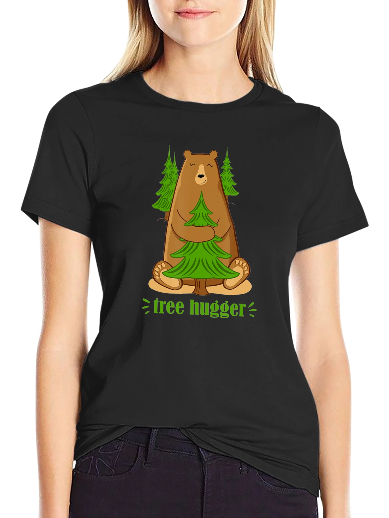 Tree Hugger Bear Graphic T-Shirt - Earth Friendly Tee