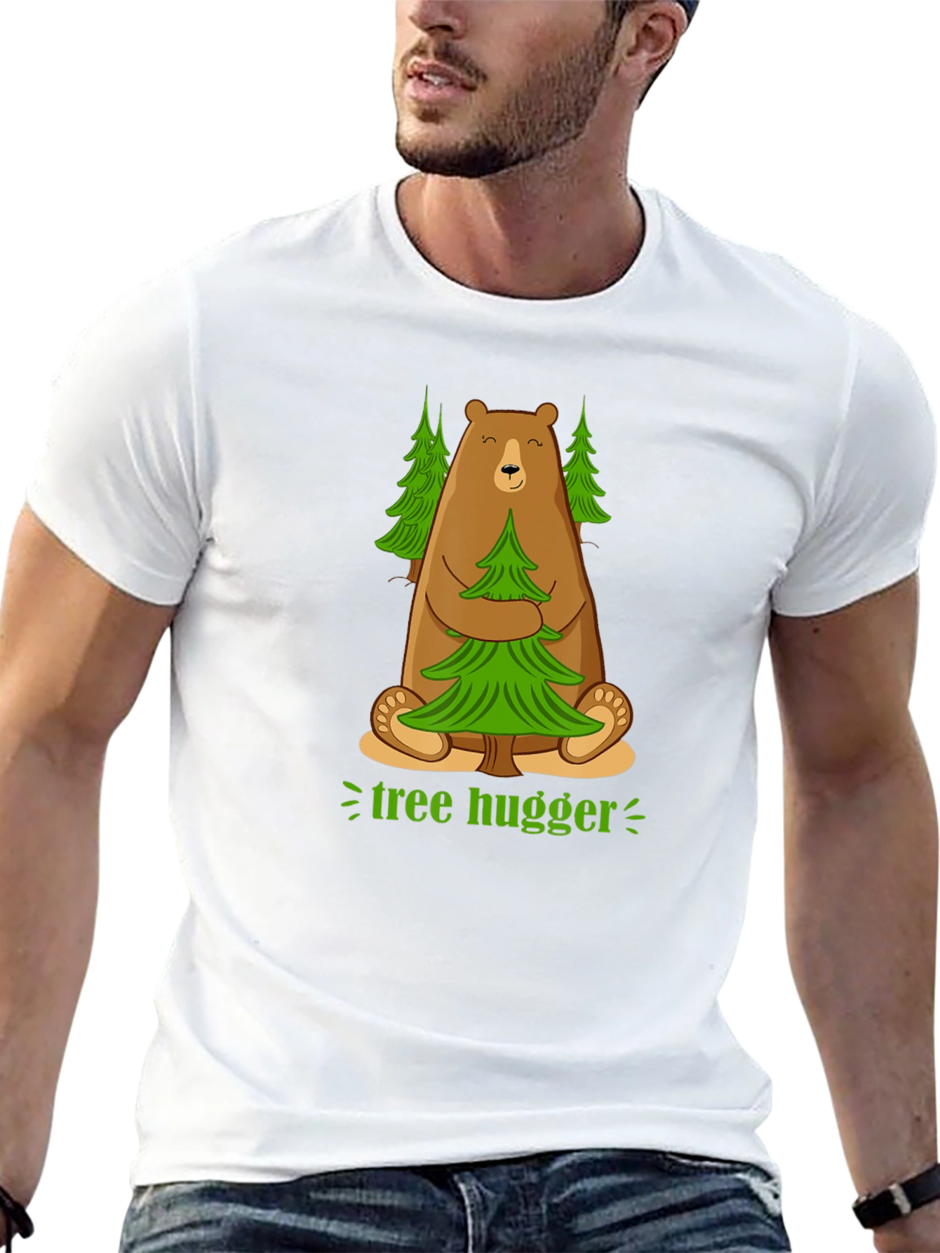 Tree Hugger Bear Graphic T-Shirt - Earth Friendly Tee