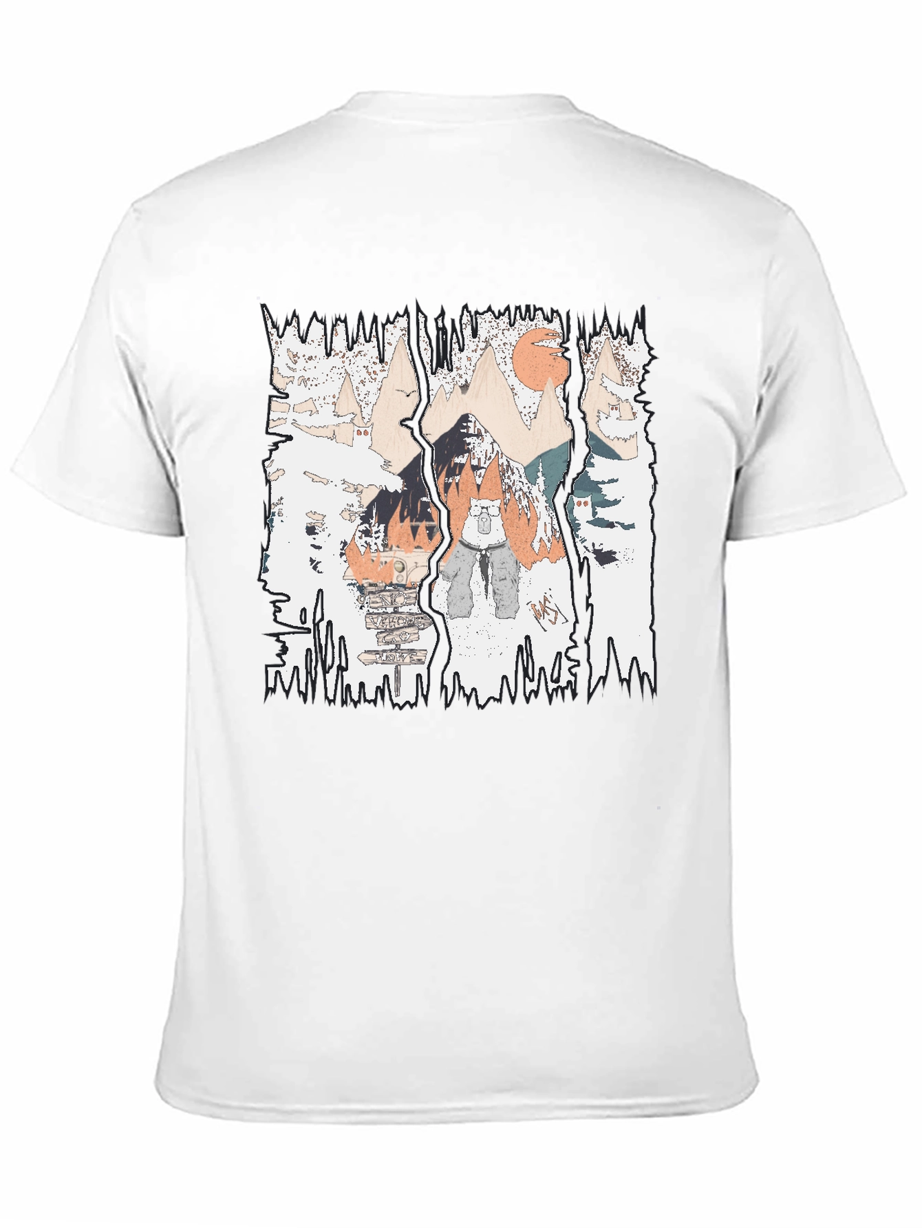 Mountain Adventure Graphic Tee - Black Cotton Shirt