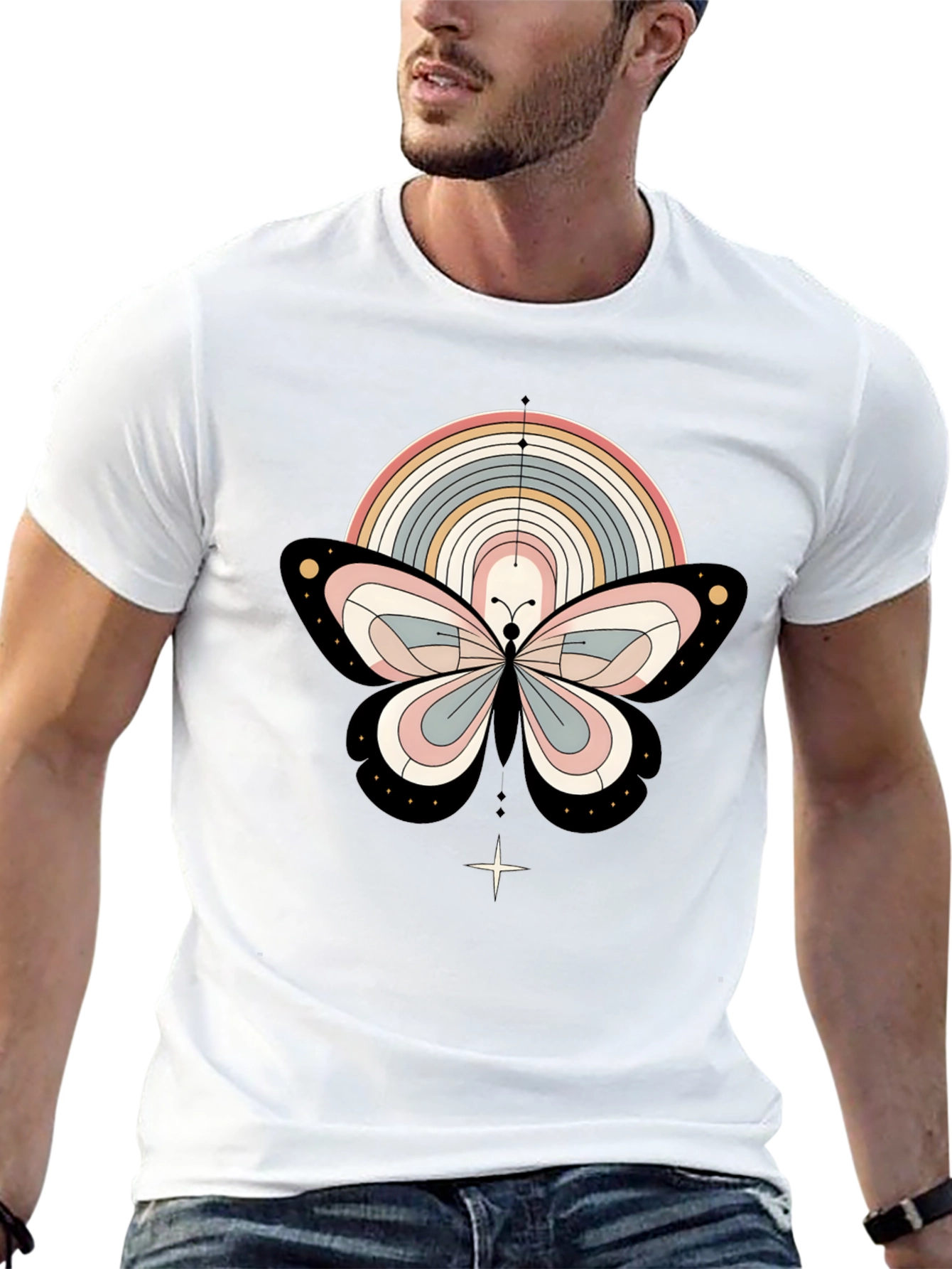 Boho Butterfly Rainbow Graphic Tee - Stylish & Unique