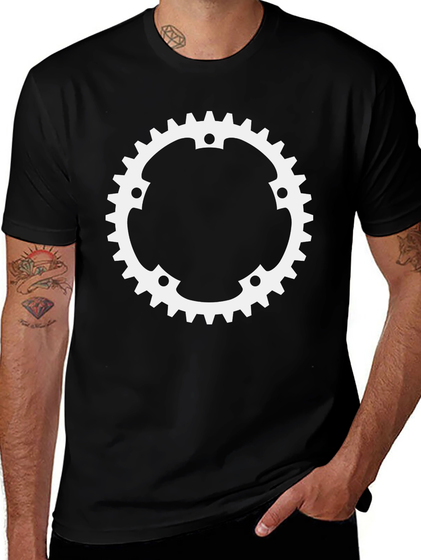 Gear Design T-Shirt - Black Cotton Tee