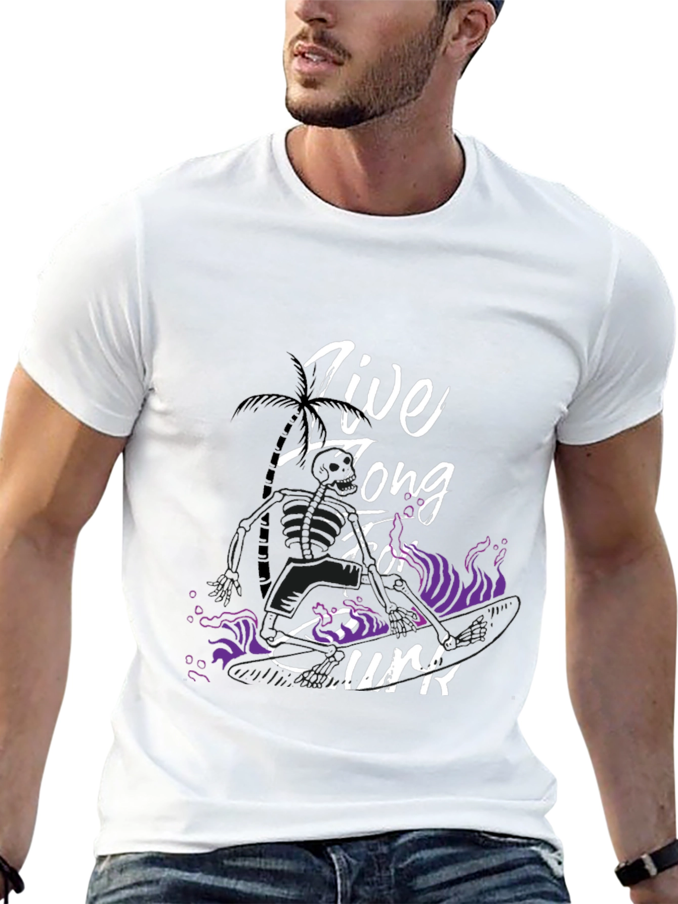 Live Long Surf T-Shirt - Black Graphic Tee