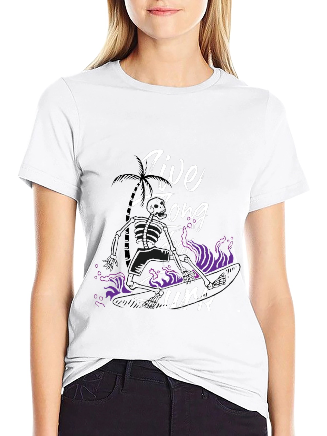 Live Long Surf T-Shirt - Black Graphic Tee