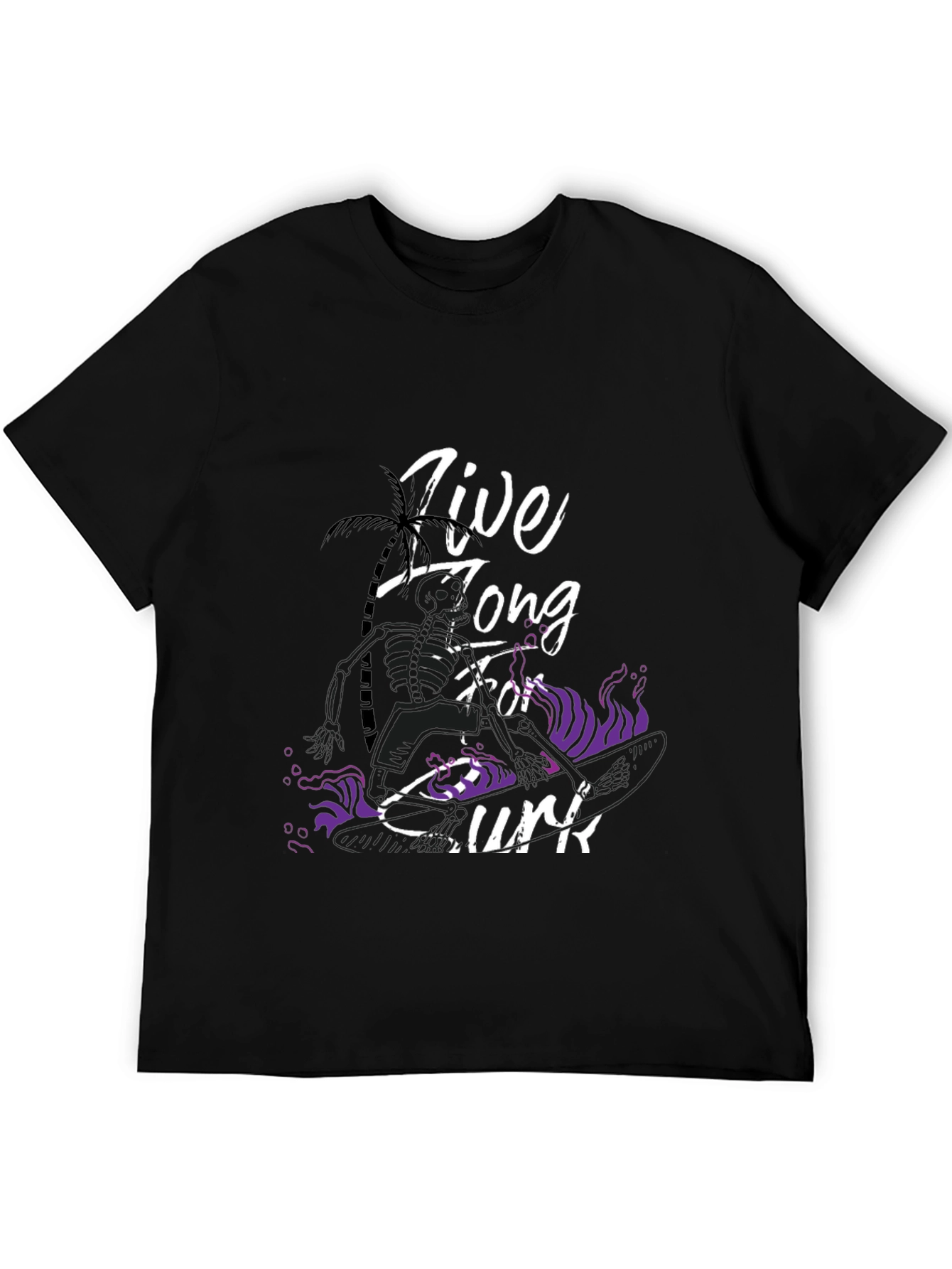 Live Long Surf T-Shirt - Black Graphic Tee