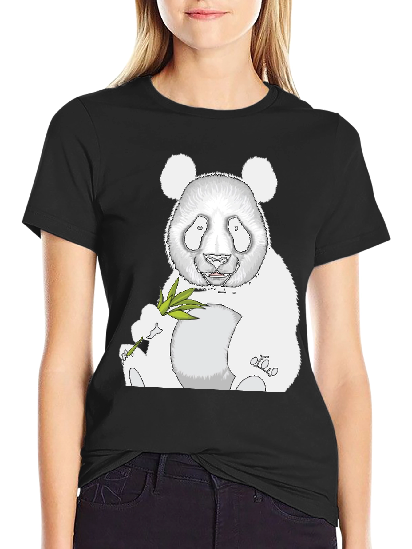 Panda Graphic Tee - Black Cotton Blend
