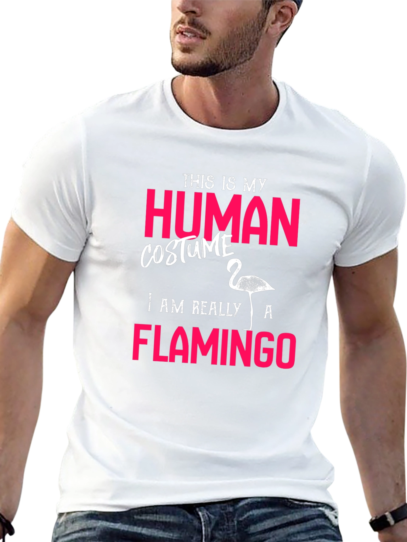 Human Costume Flamingo T-Shirt Funny Halloween Costume Tee