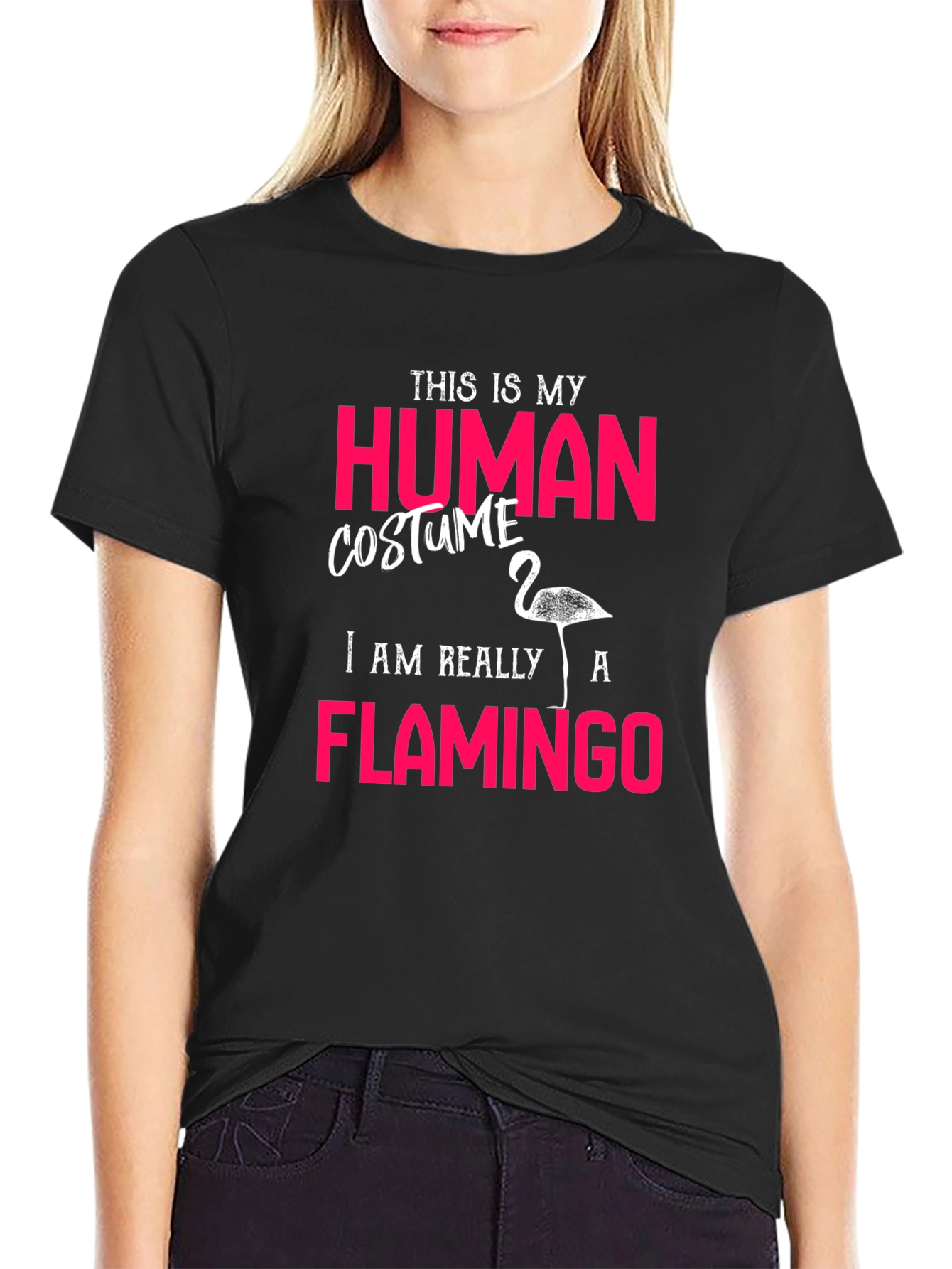 Human Costume Flamingo T-Shirt Funny Halloween Costume Tee