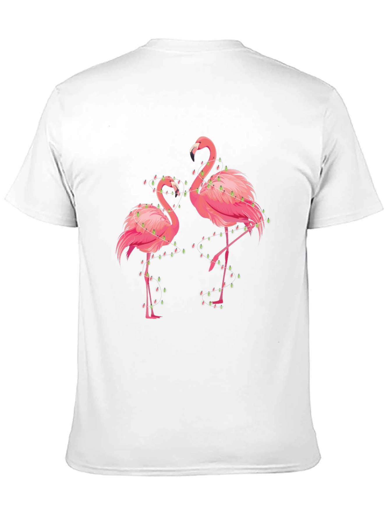Flamingo Christmas Lights Graphic Tee - Black