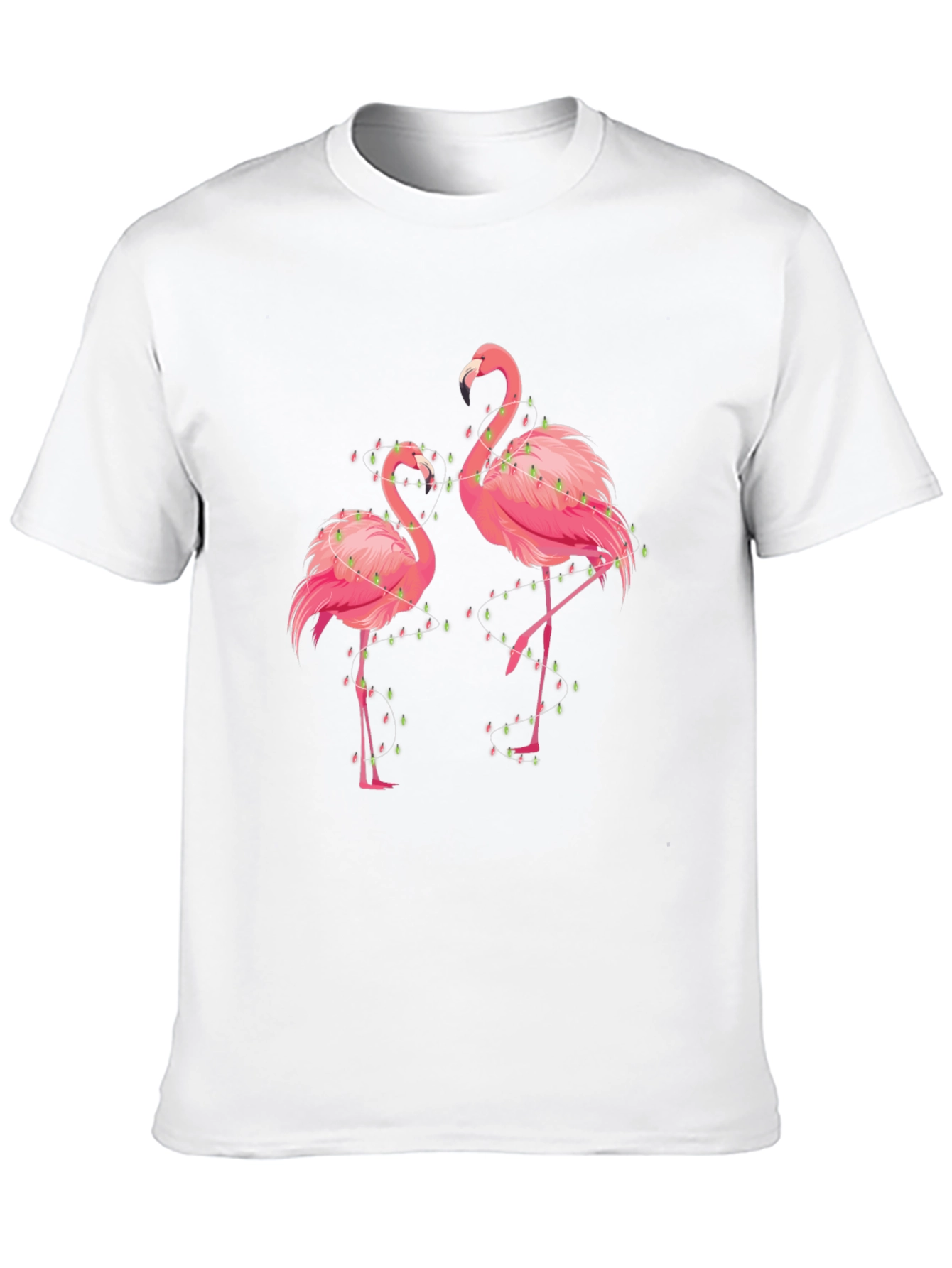 Flamingo Christmas Lights Graphic Tee - Black