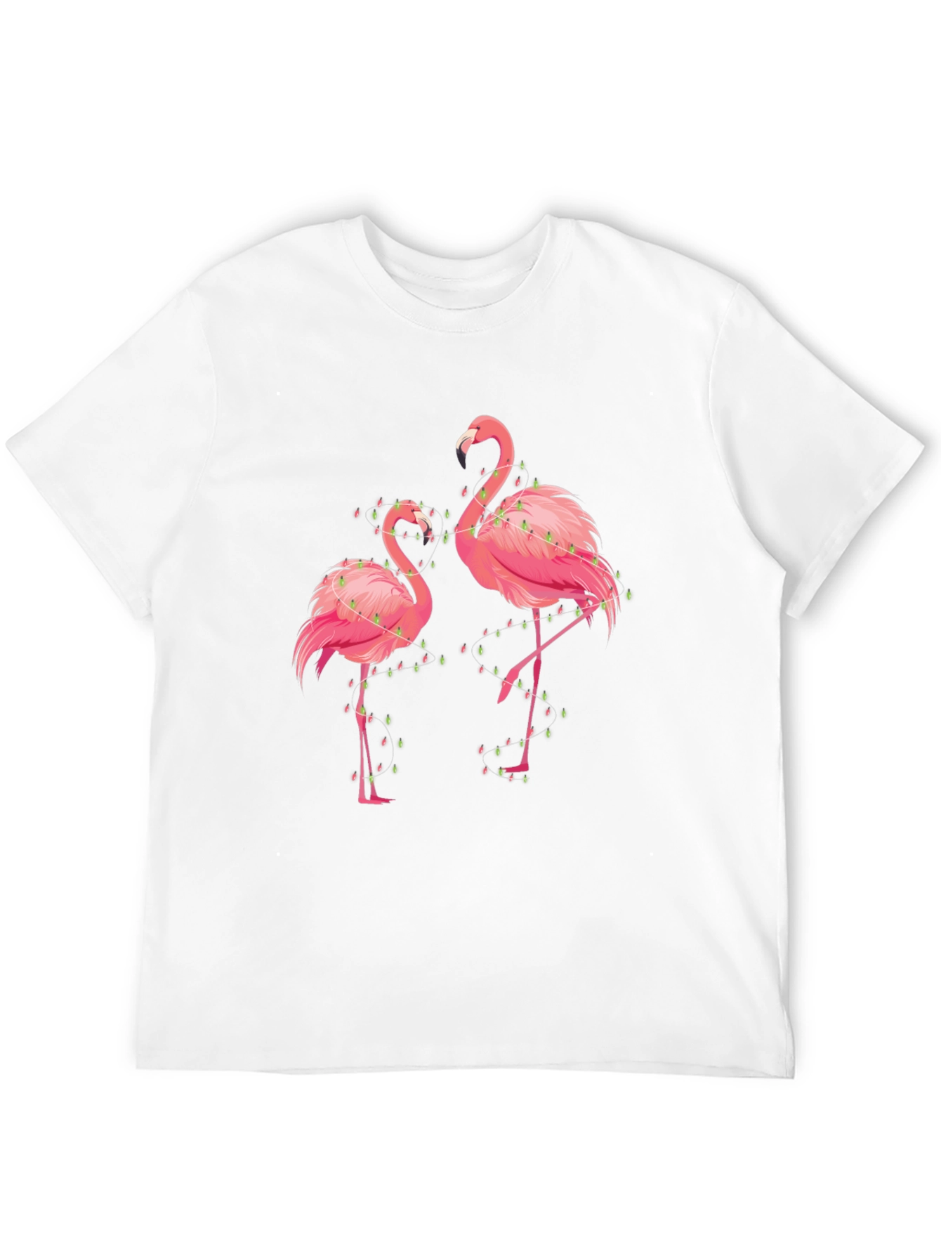 Flamingo Christmas Lights Graphic Tee - Black