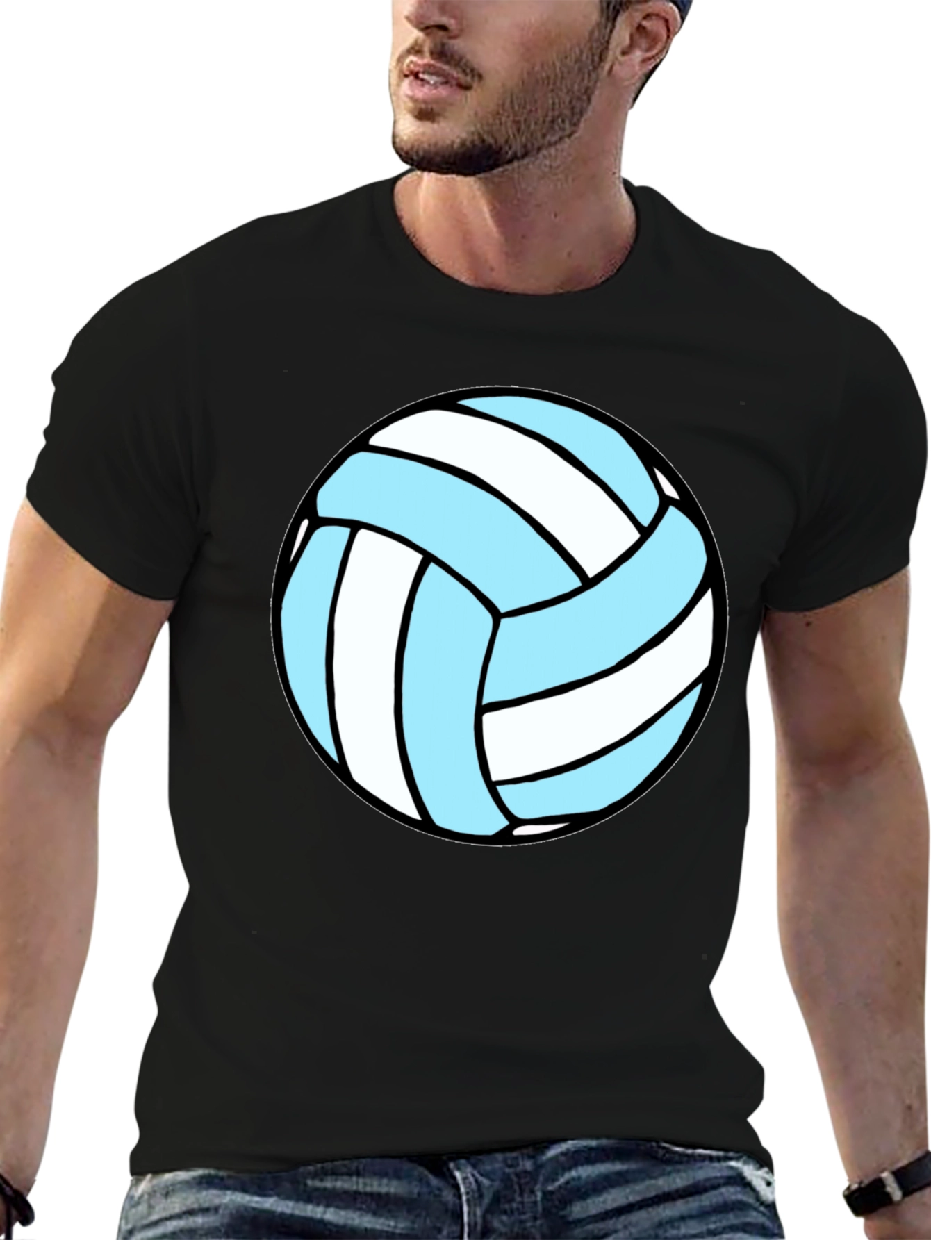 Volleyball Graphic Tee - Black Cotton Blend