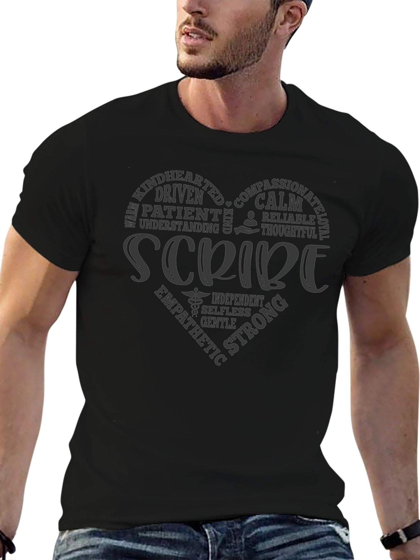 Scribe Heart Word Art T-Shirt Medical Professional
