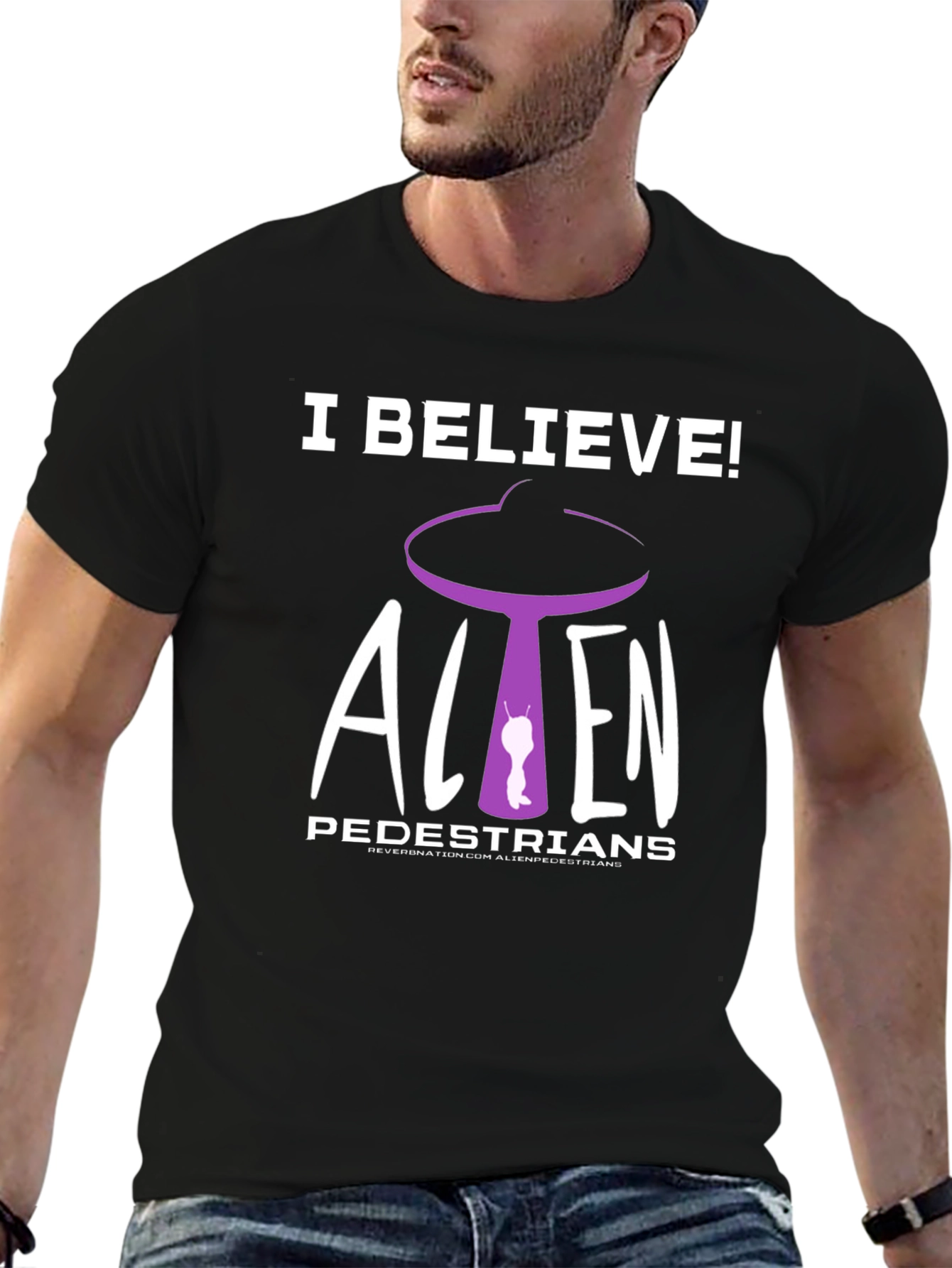 I Believe! Alien Pedestrians Black T-Shirt
