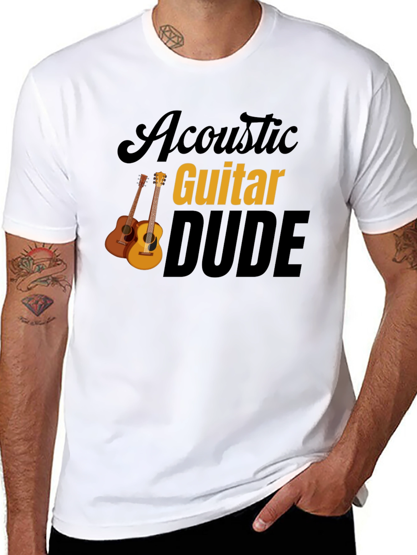 Acoustic Guitar Dude Graphic Tee - Black