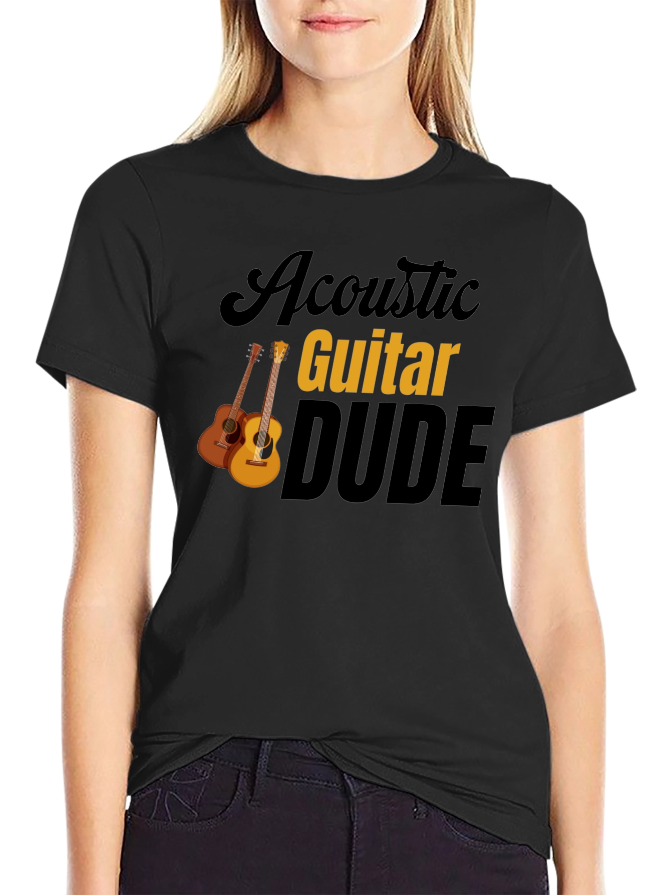 Acoustic Guitar Dude Graphic Tee - Black