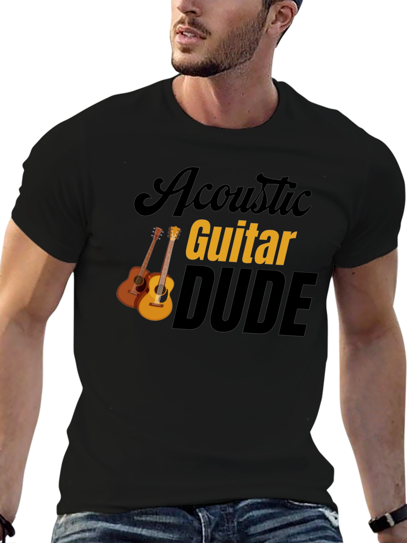 Acoustic Guitar Dude Graphic Tee - Black