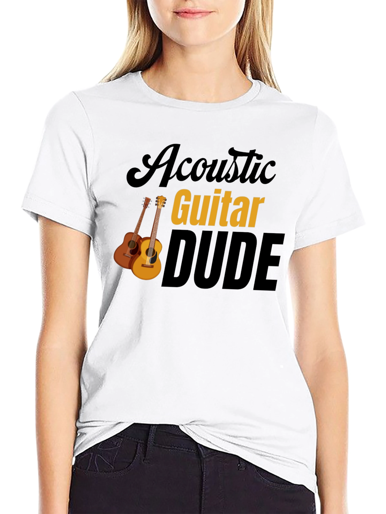 Acoustic Guitar Dude Graphic Tee - Black