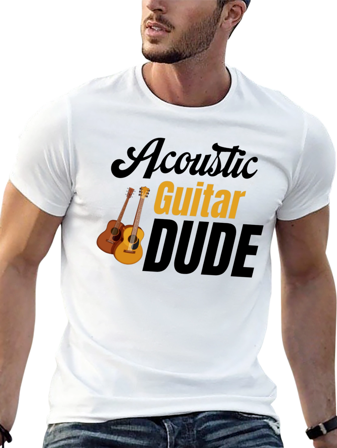 Acoustic Guitar Dude Graphic Tee - Black