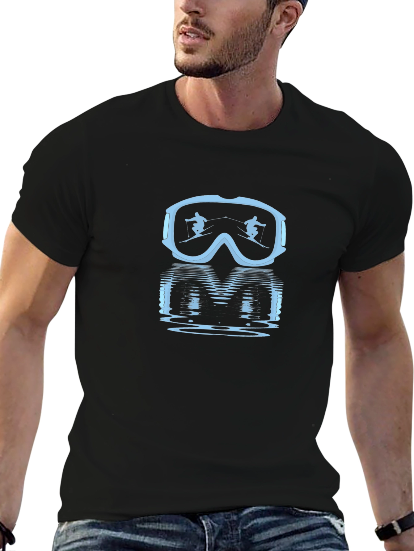 Ski Goggles Reflection Graphic Tee - Black