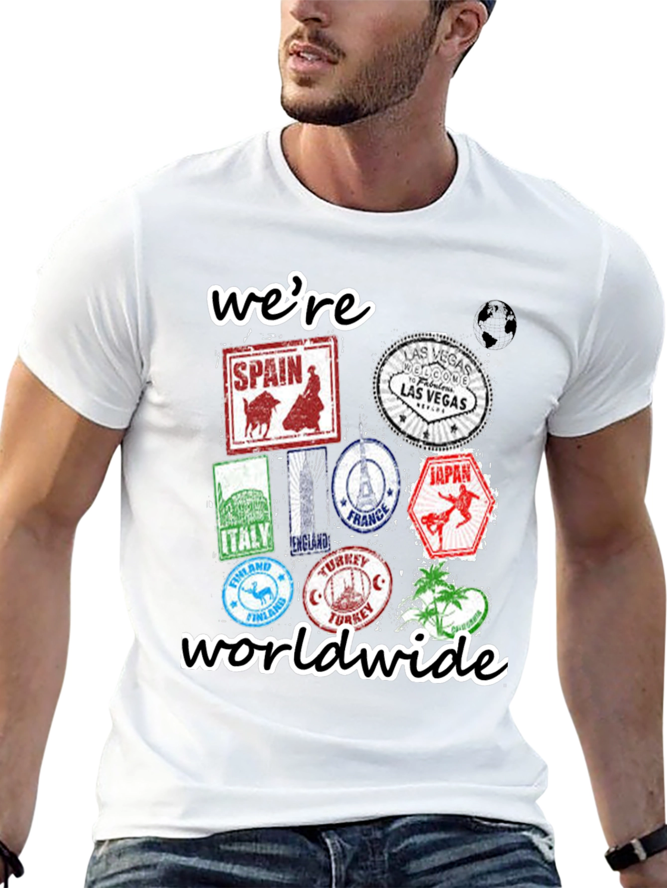 Were Worldwide Travel Stamp T-Shirt