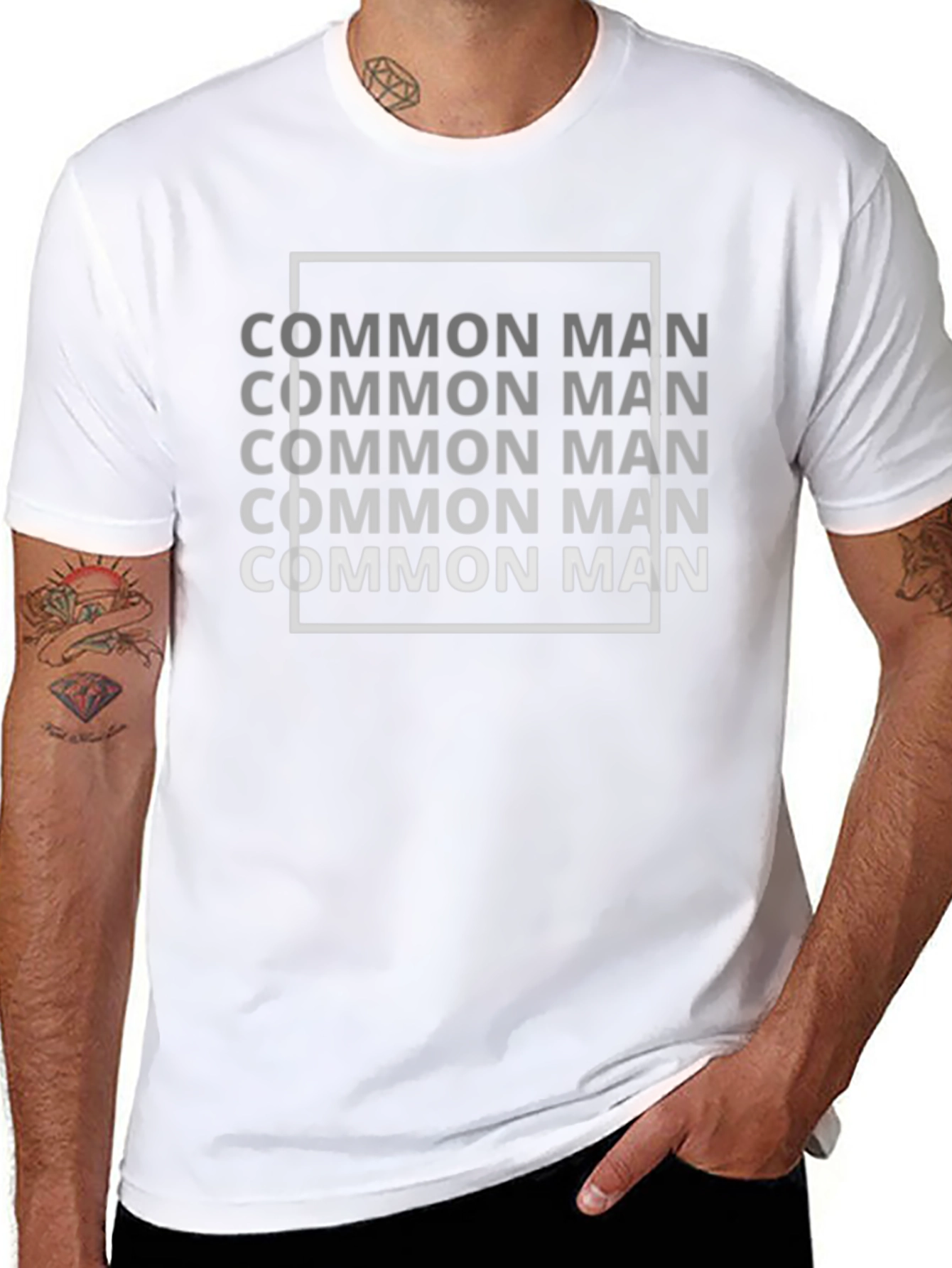 Common Man Graphic Tee - Black Casual Shirt