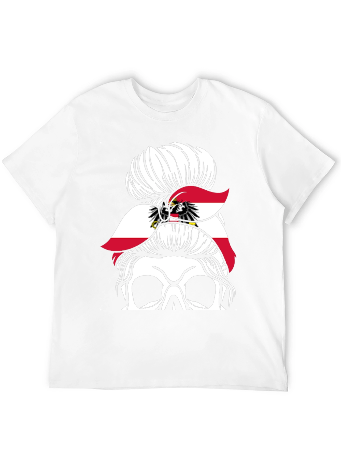 Austria Flag Messy Bun Skull T-Shirt